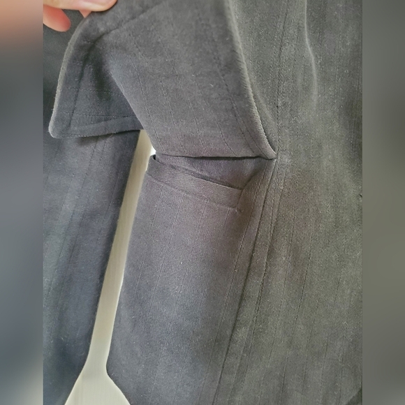 Philippe DUBUC Black Soft 100% Cotton Stylish w/ Pockets Mid-Length Blazer, Sz 8 - Picture 8 of 16